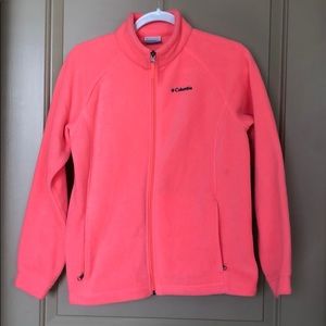 Neon Peach colored fleece Columbia zip up